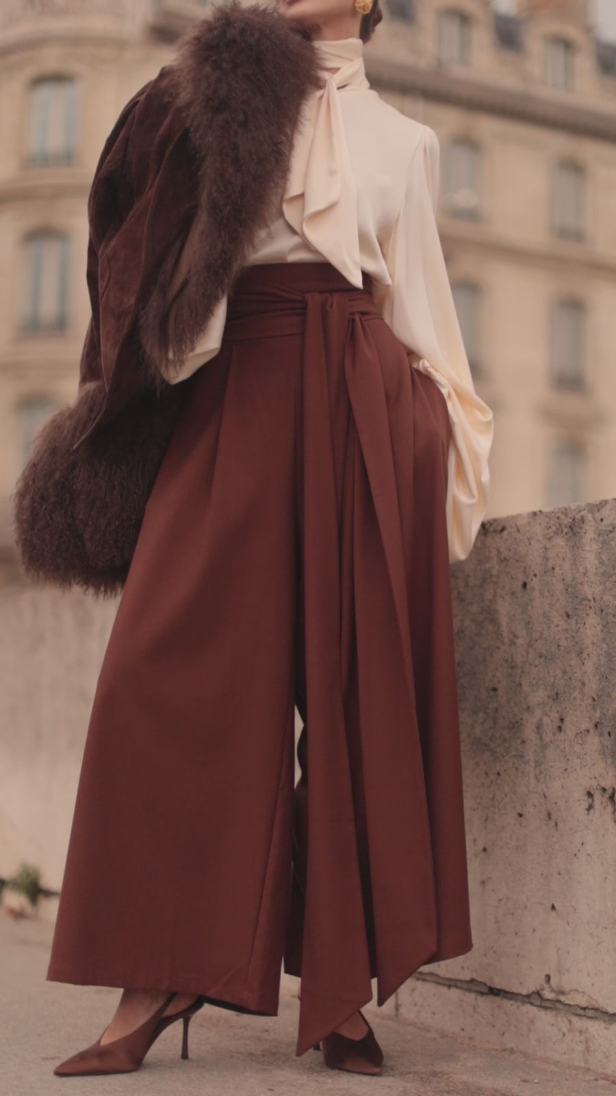 Brown Tailored Wrap Trousers