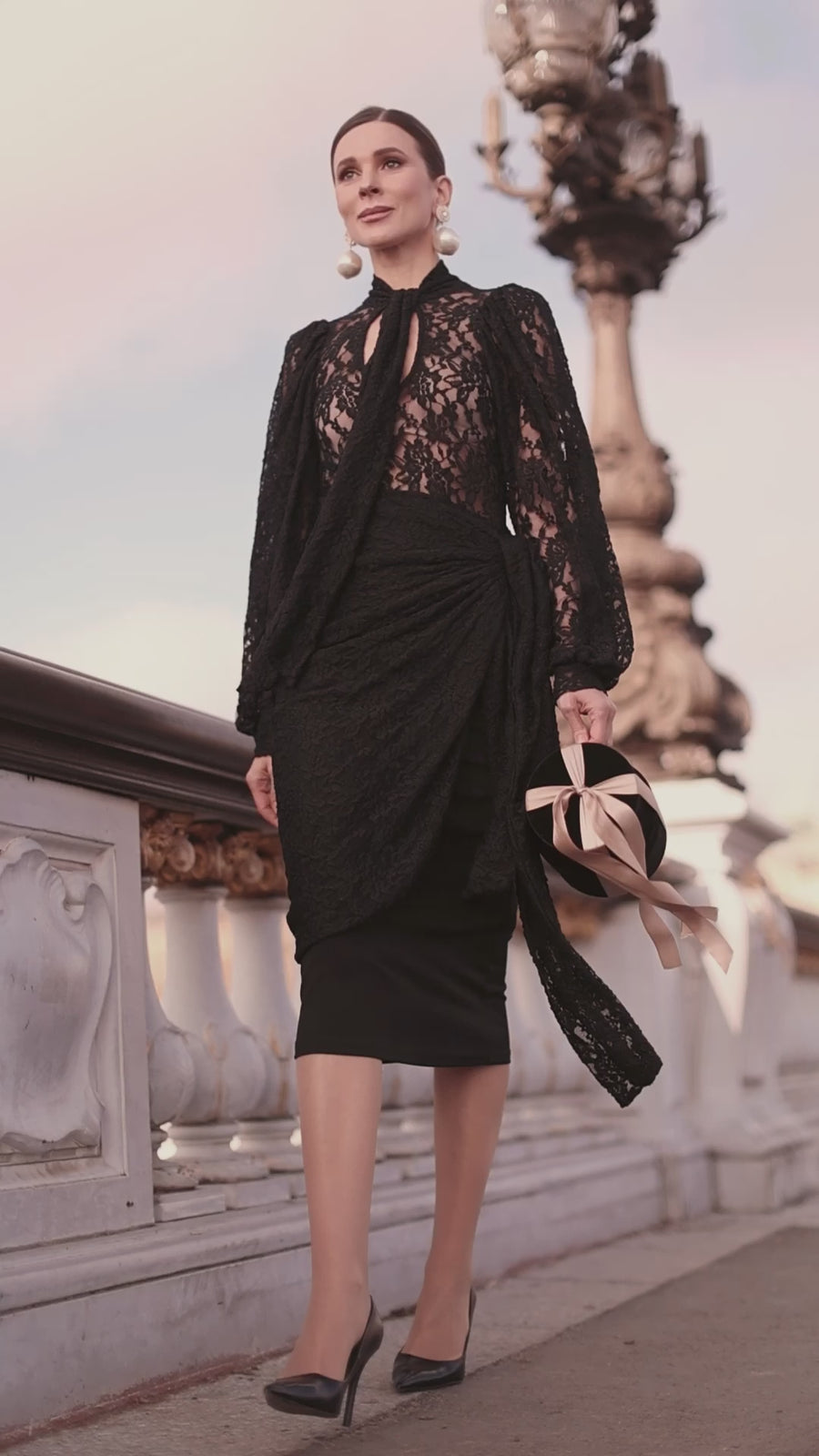 Baroque Lace Wrap Dress