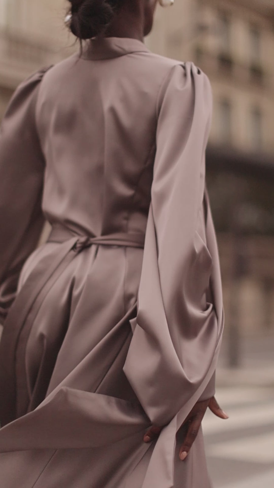 Grey Satin Baroque Dress