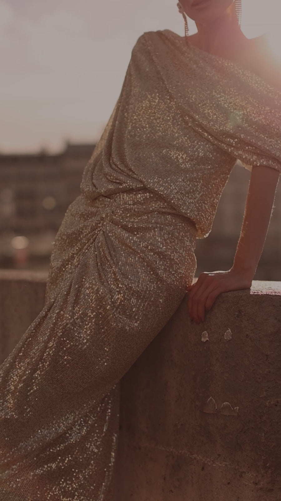 Voltaire Sequin Draped Dress