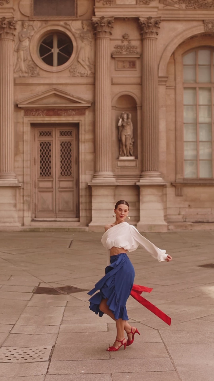 Blue Ruffle Wrap Skirt