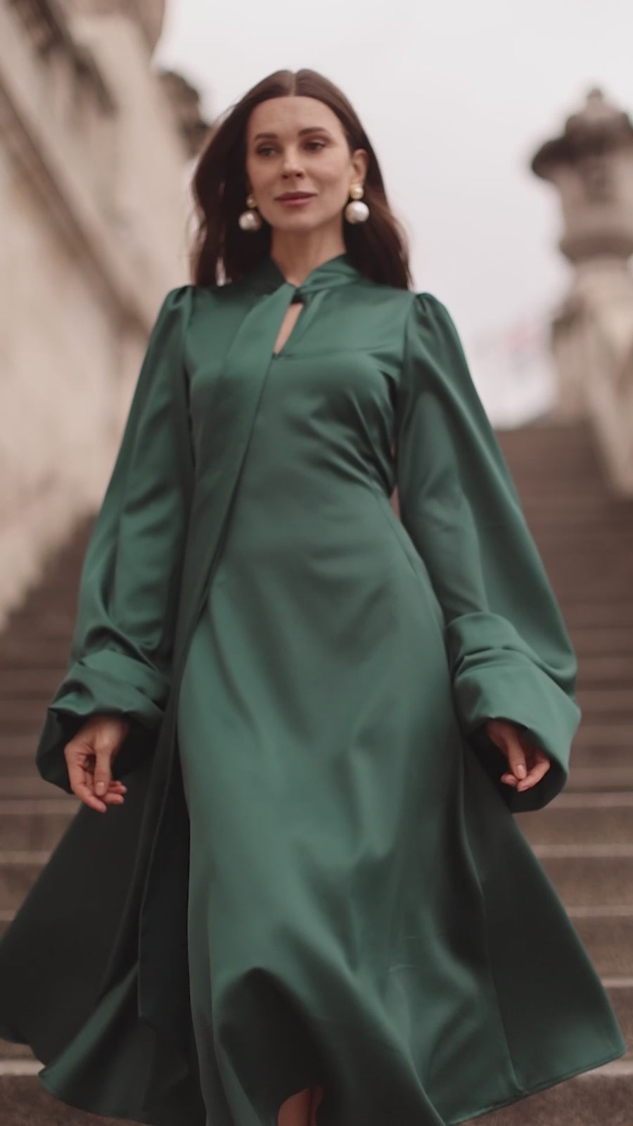 Green Satin Baroque Dress