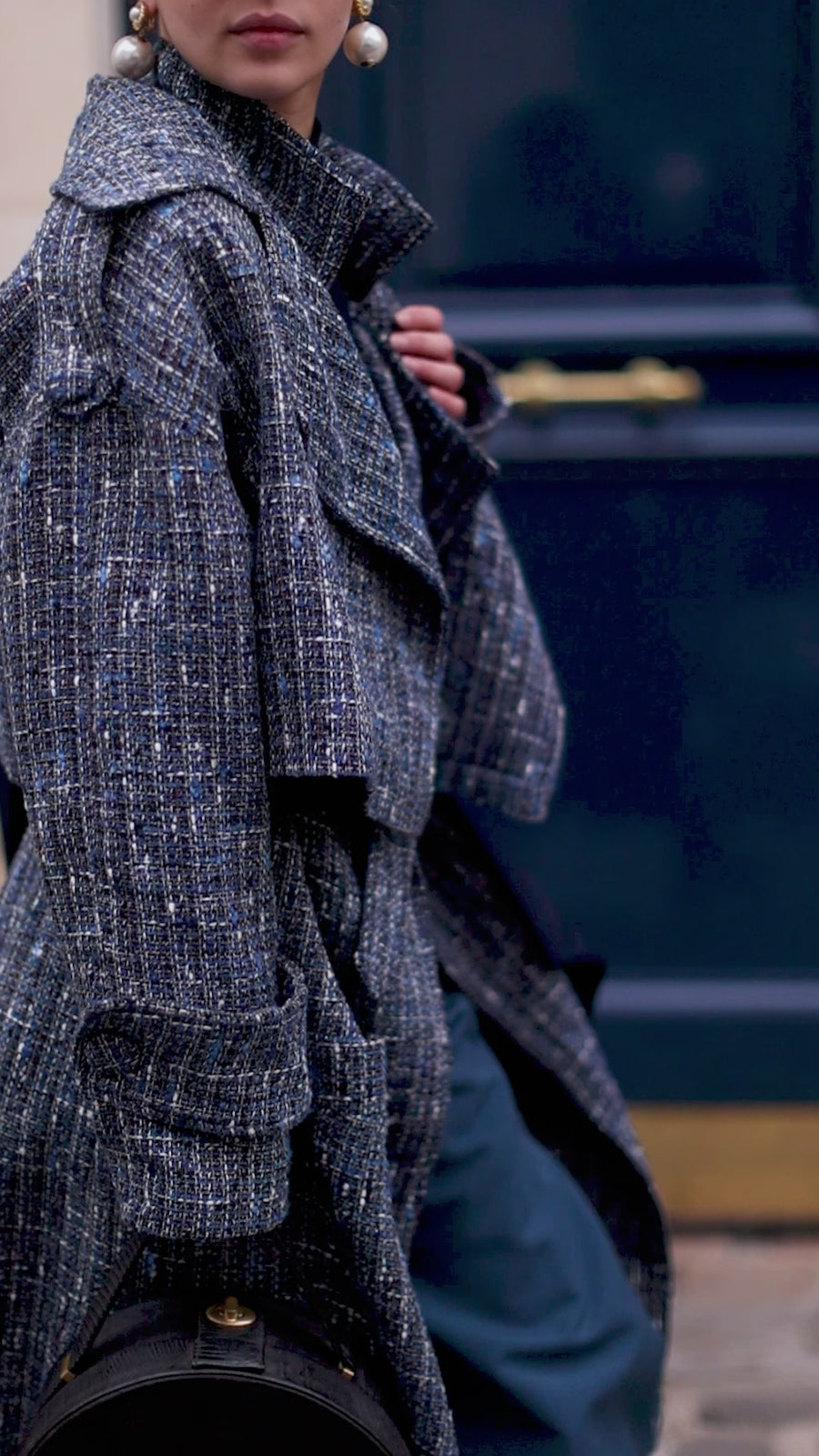 Blue Tweed French Trench