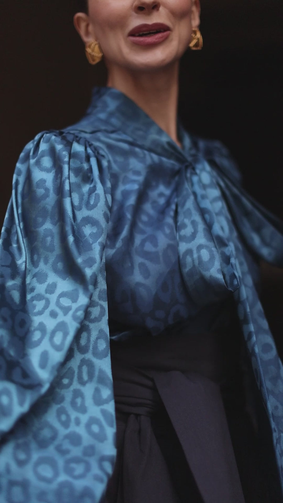 Blue Leopard Baroque Blouse