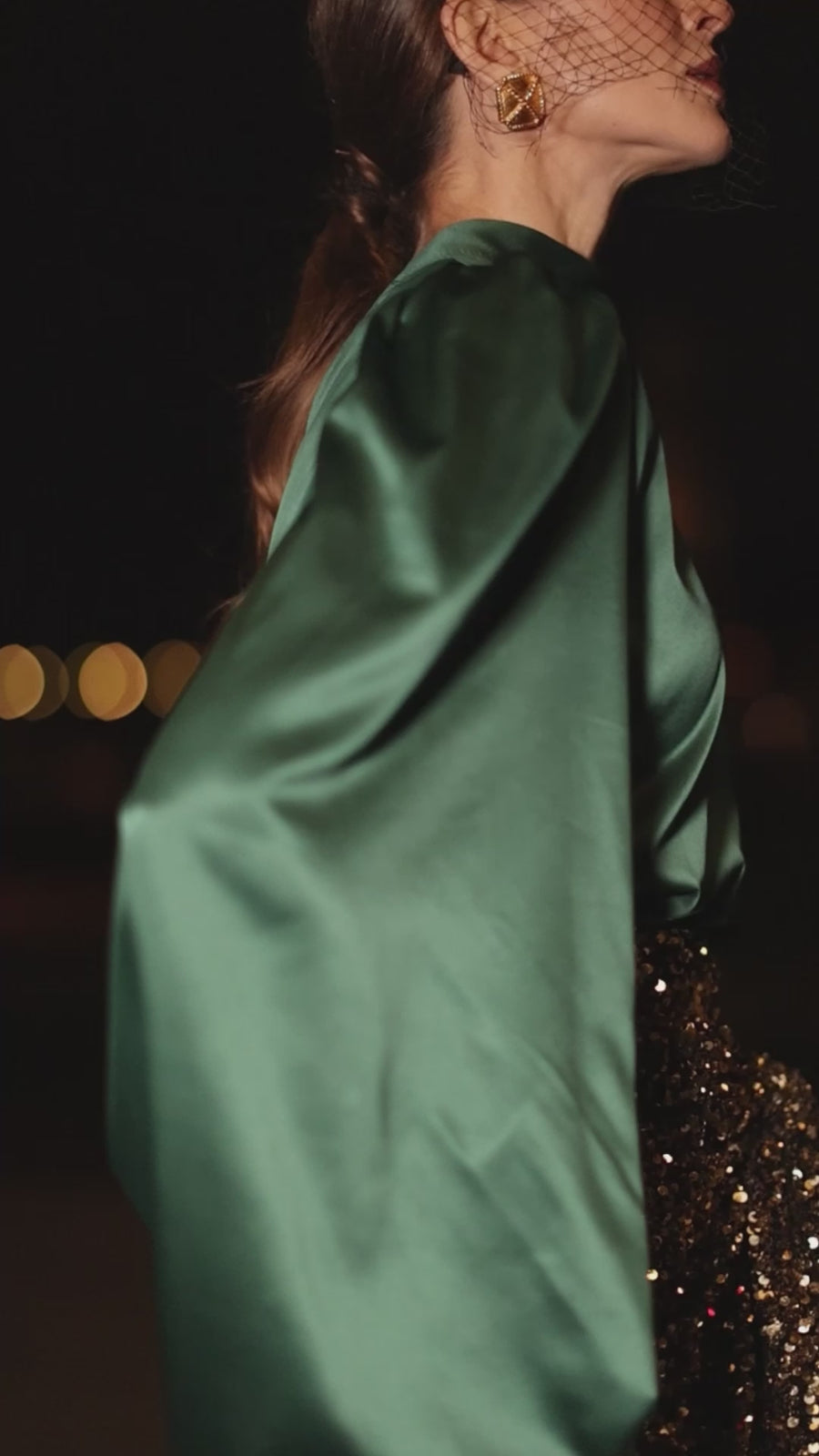 Green Satin Baroque Blouse