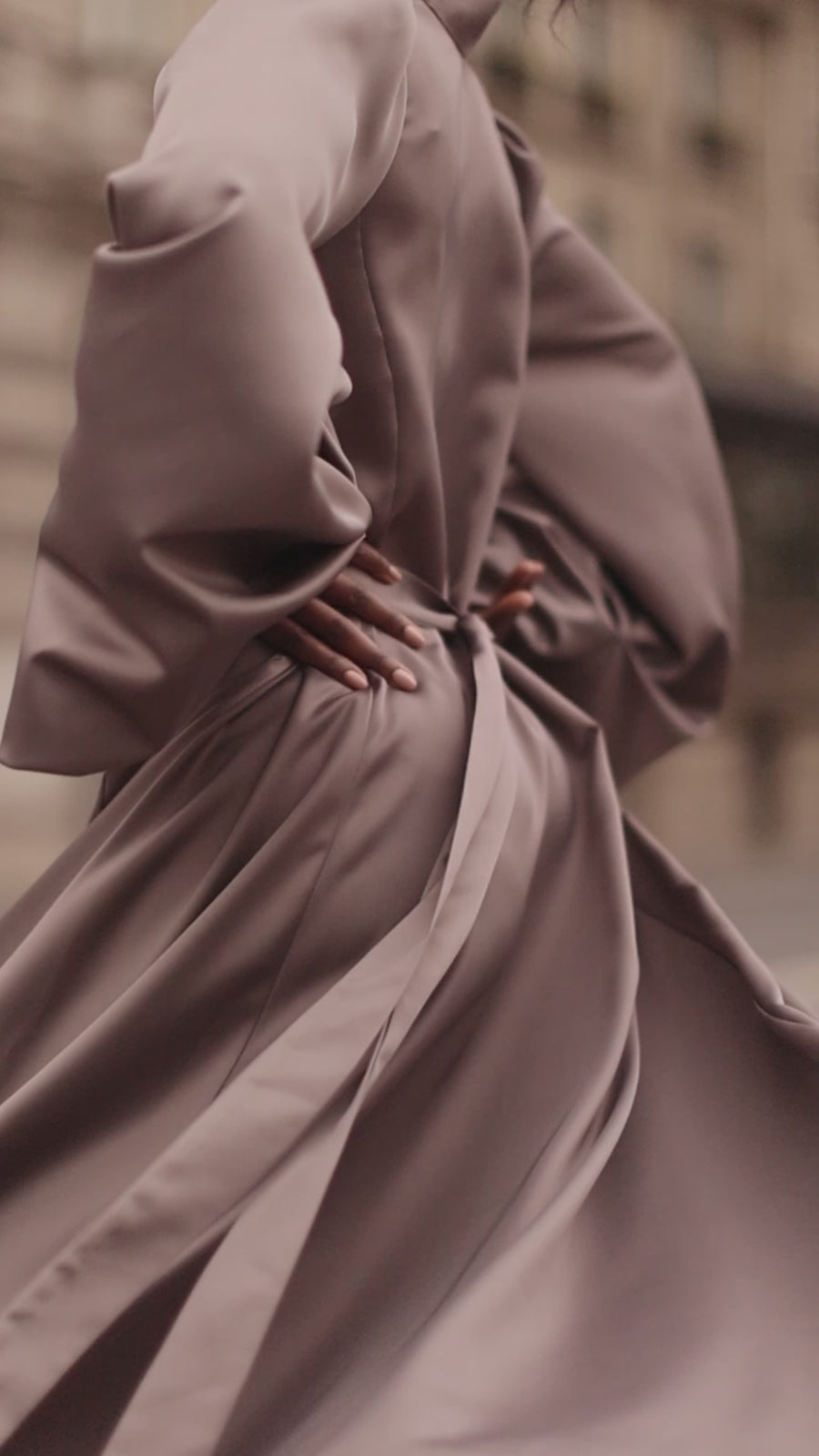 Grey Satin Baroque Dress