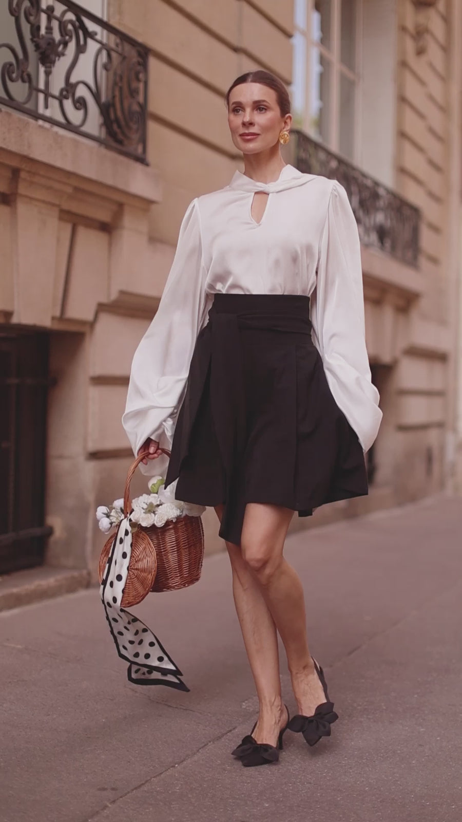 Black Tailored Wrap Shorts