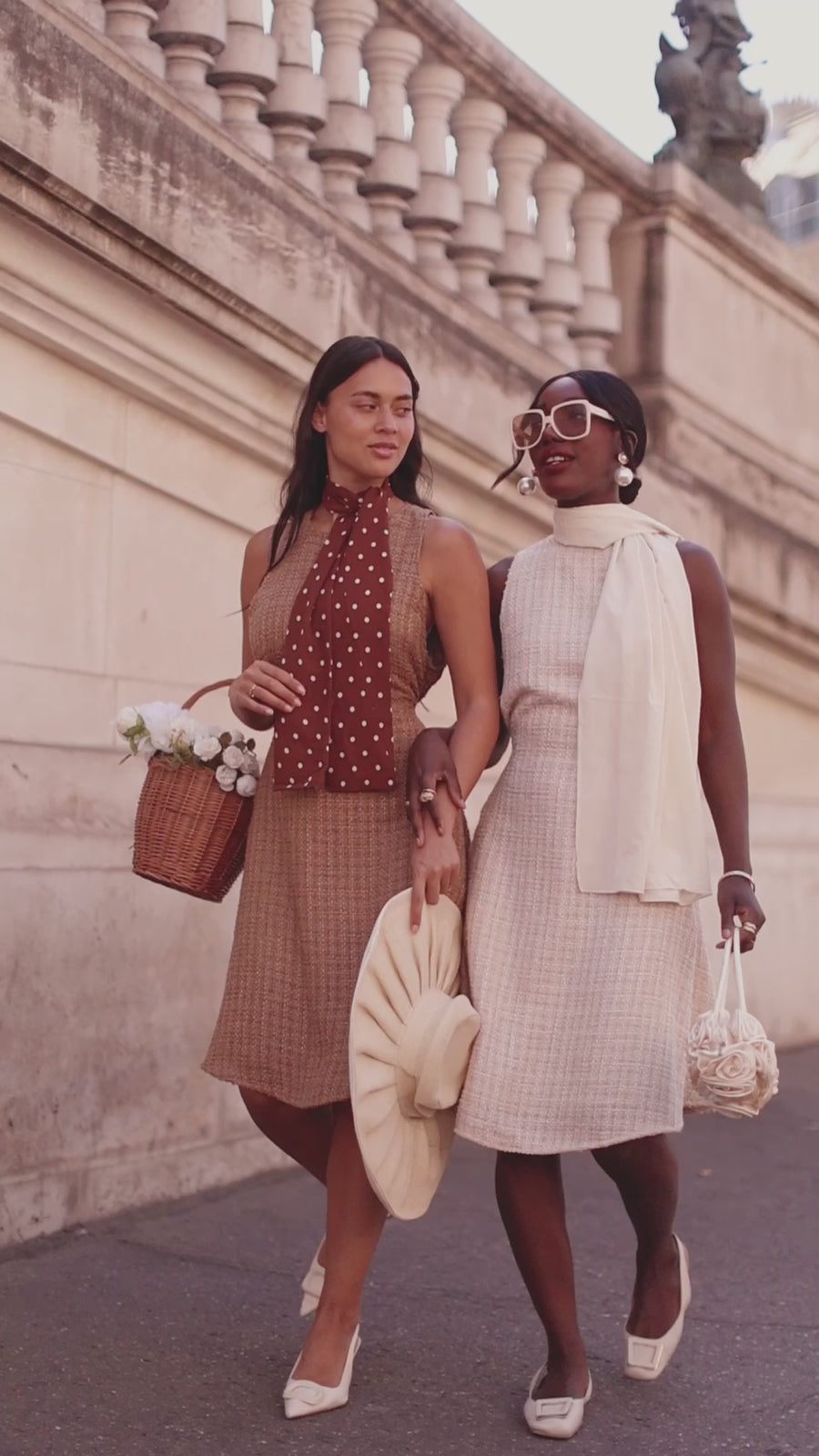 Beige Tweed Swing Dress