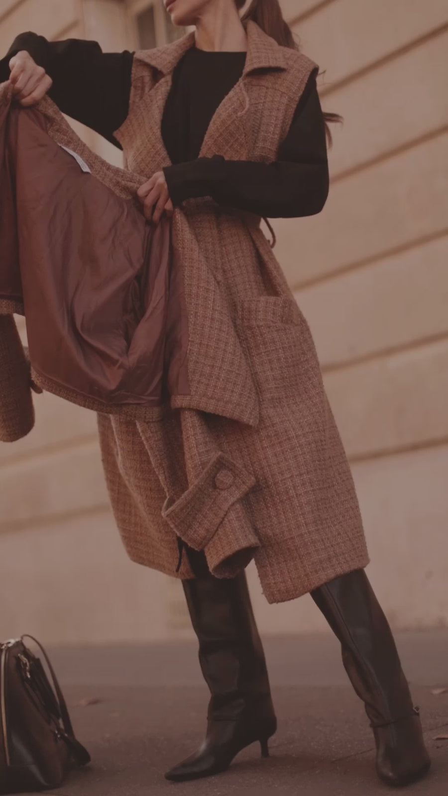 Camel Tweed French Trench