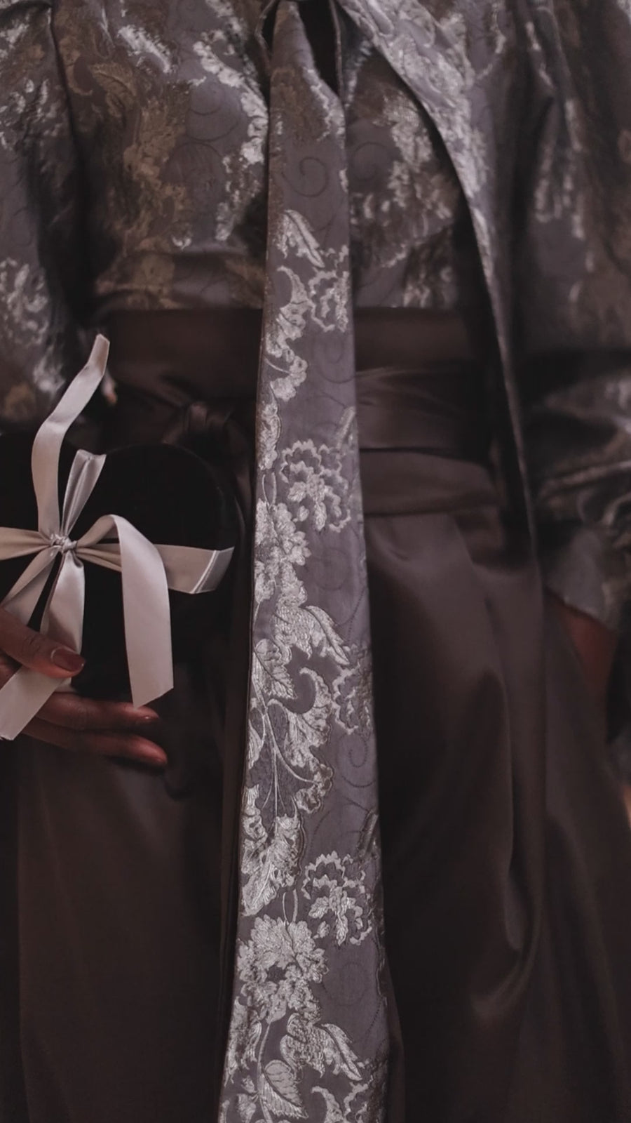 Jacquard Grey Floral Baroque Blouse