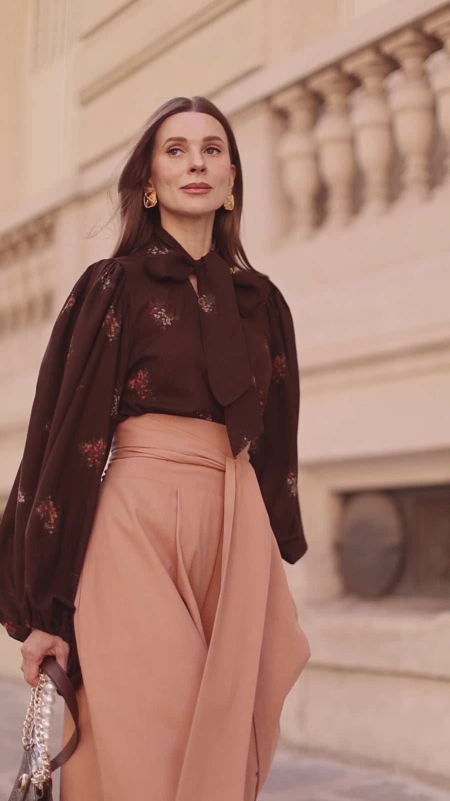 Brown Bouquet Rococo Blouse
