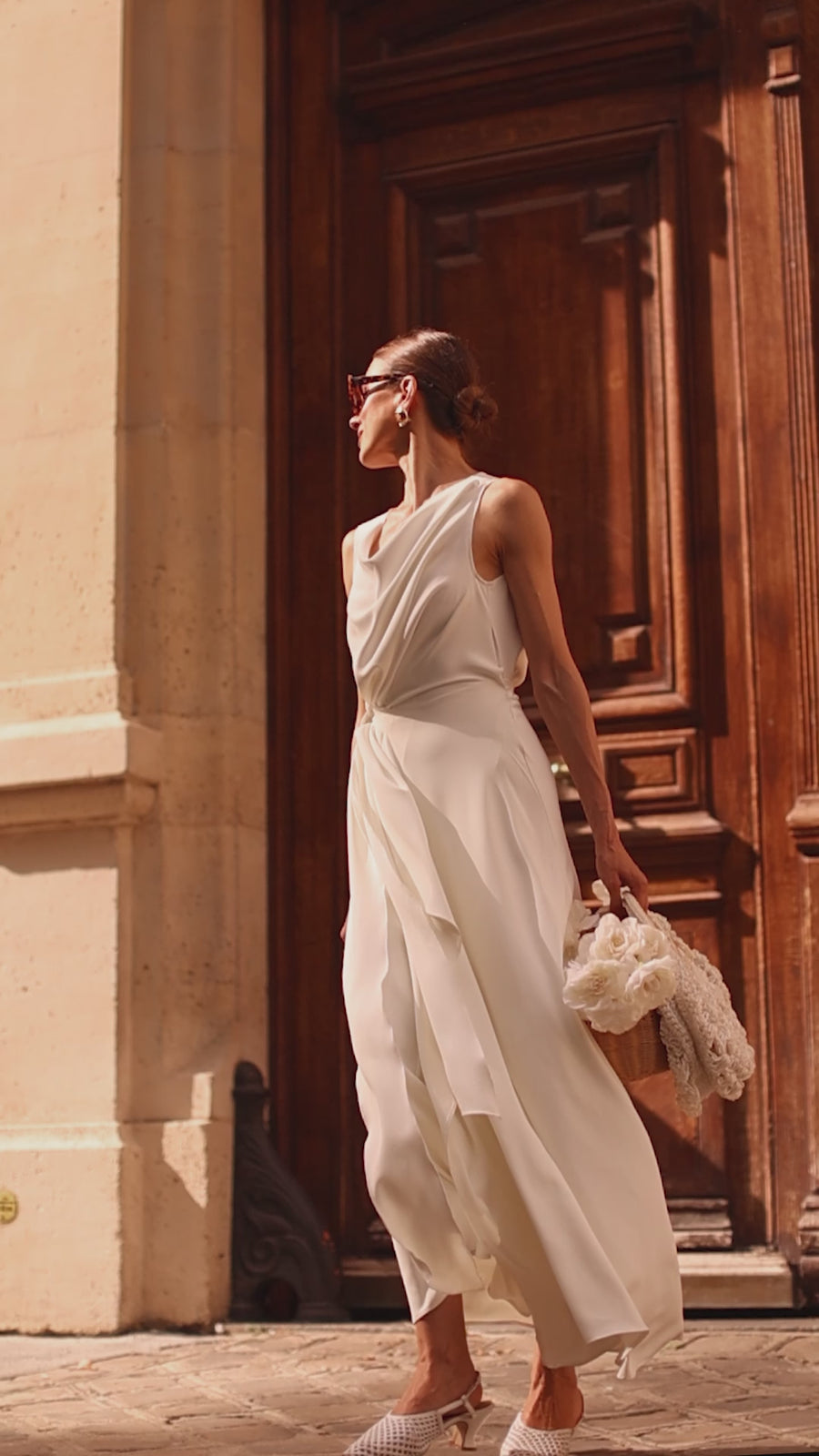 White Draped Dress