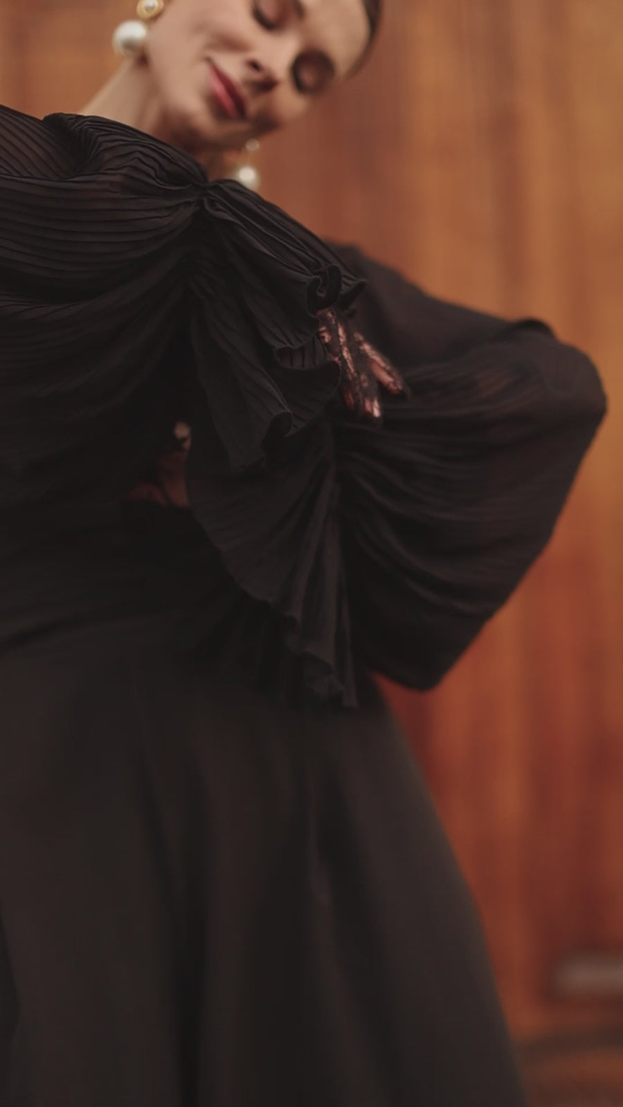 Pleated Black Blouse