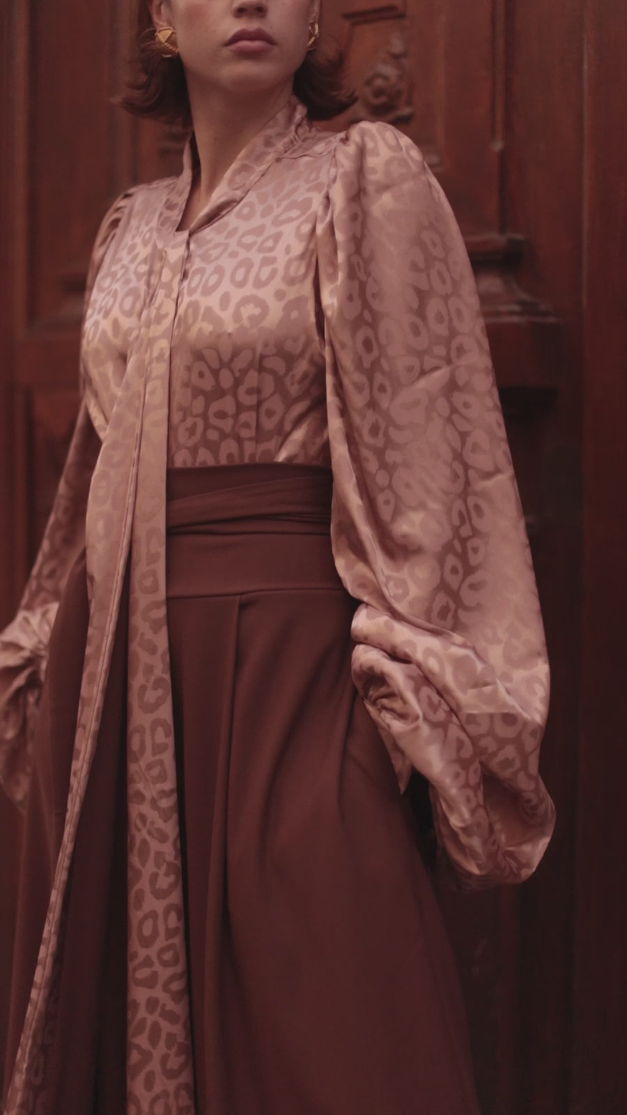 Rose Leopard Baroque Blouse