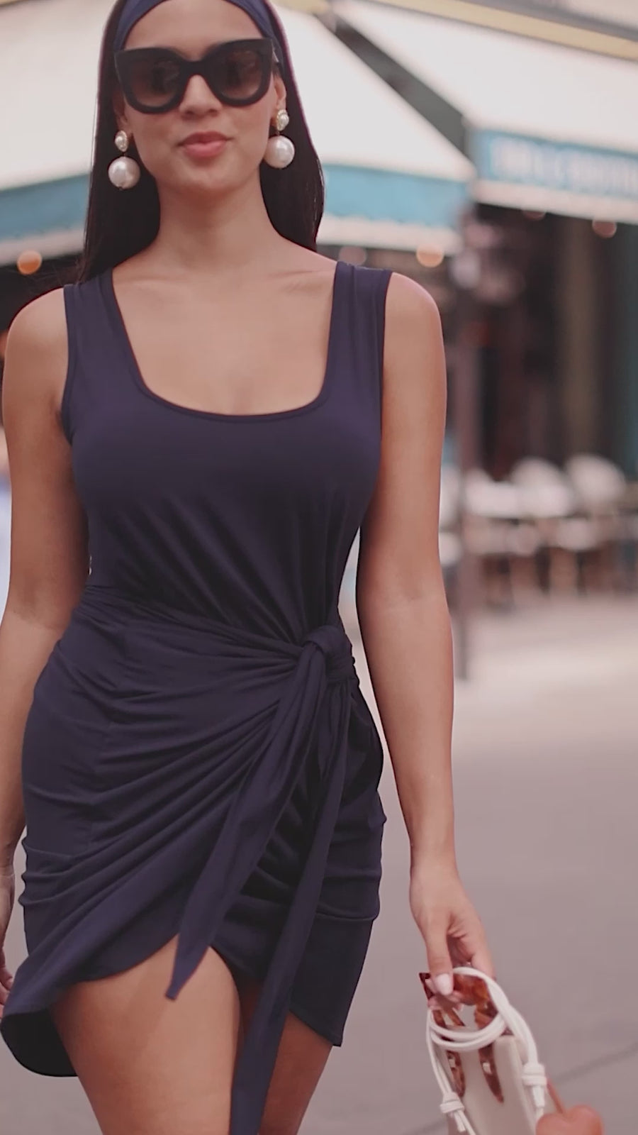 Navy Sleeveless Wrap Dress