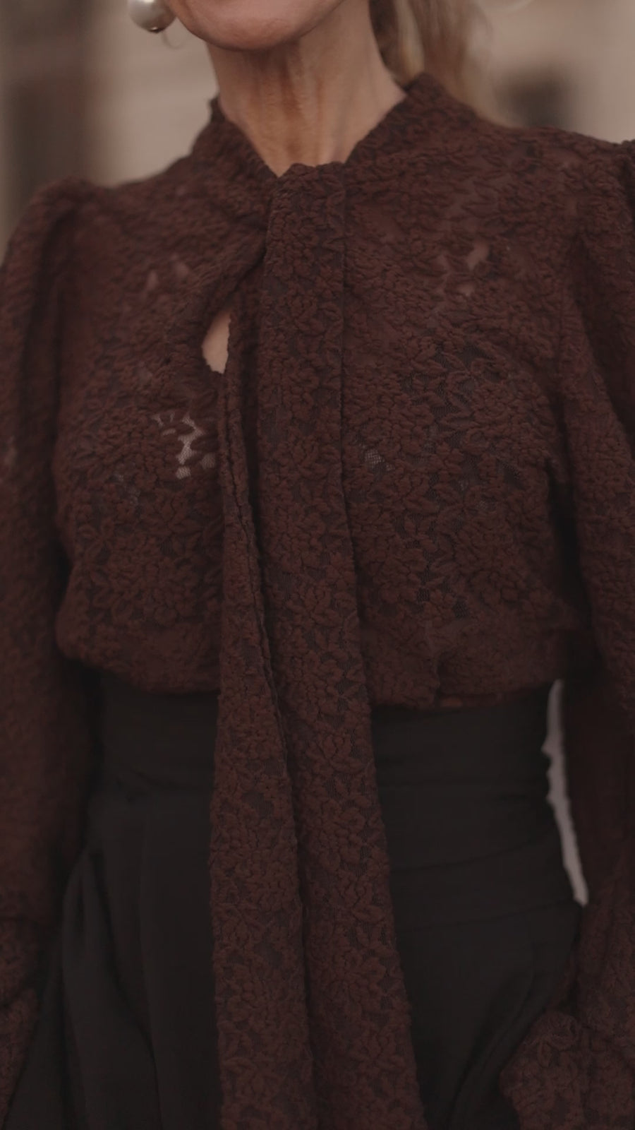 Brown Lace Baroque Blouse