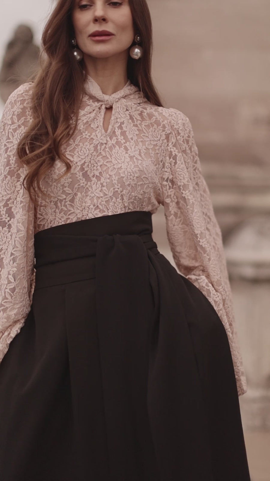 Nude Lace Baroque Blouse