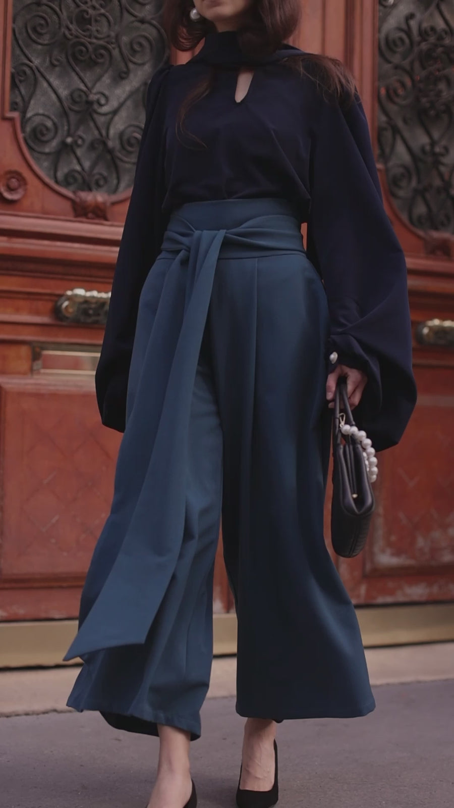 Blue Tailored Wrap Trousers