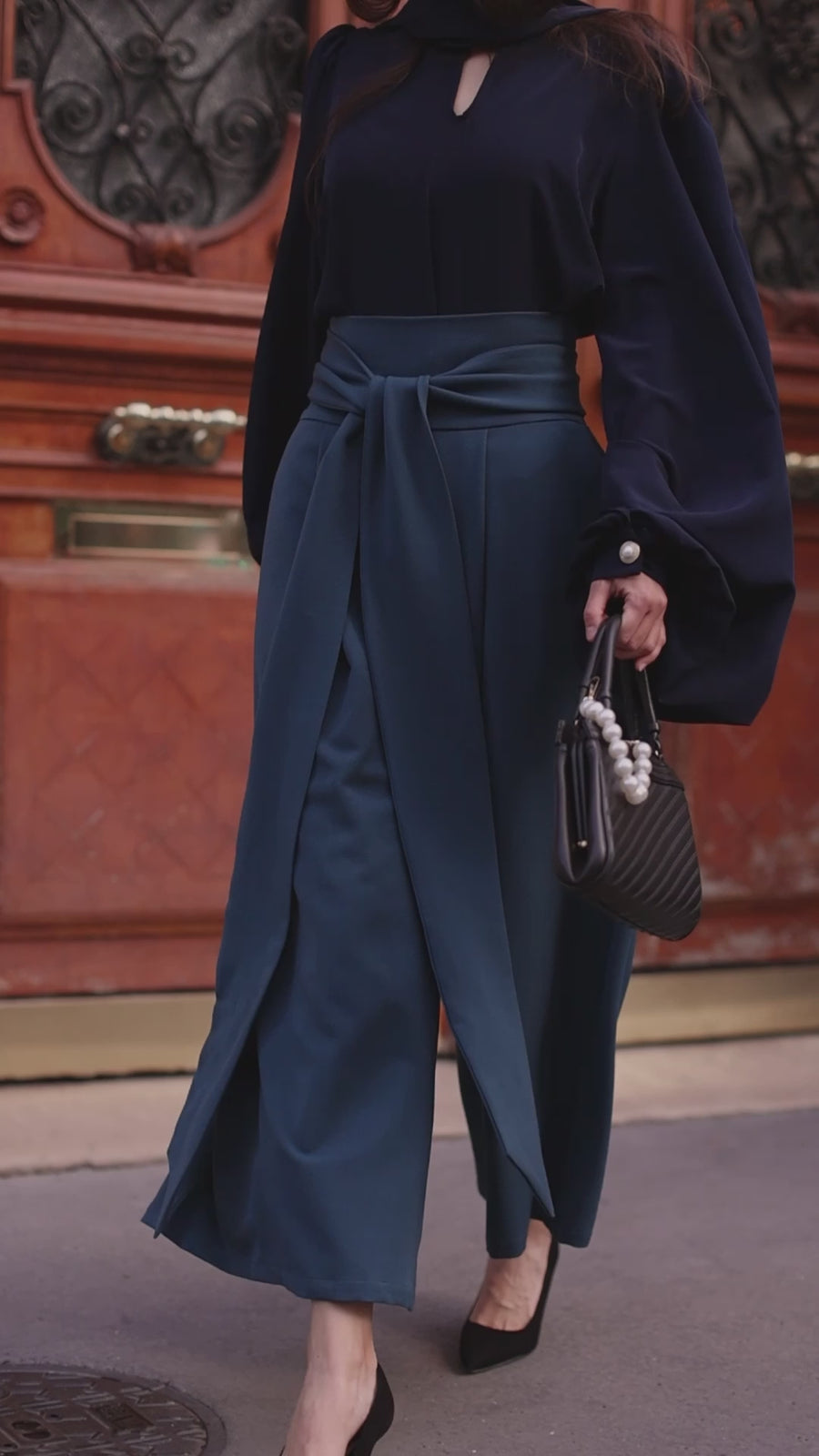 Blue Tailored Wrap Trousers