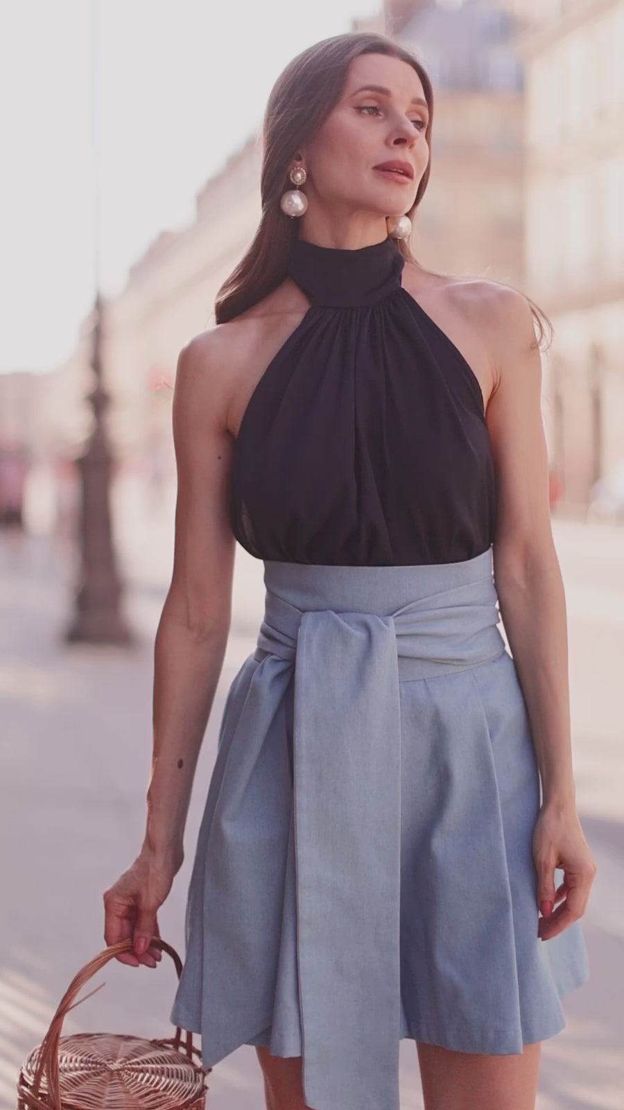 Navy Silky Halter Top