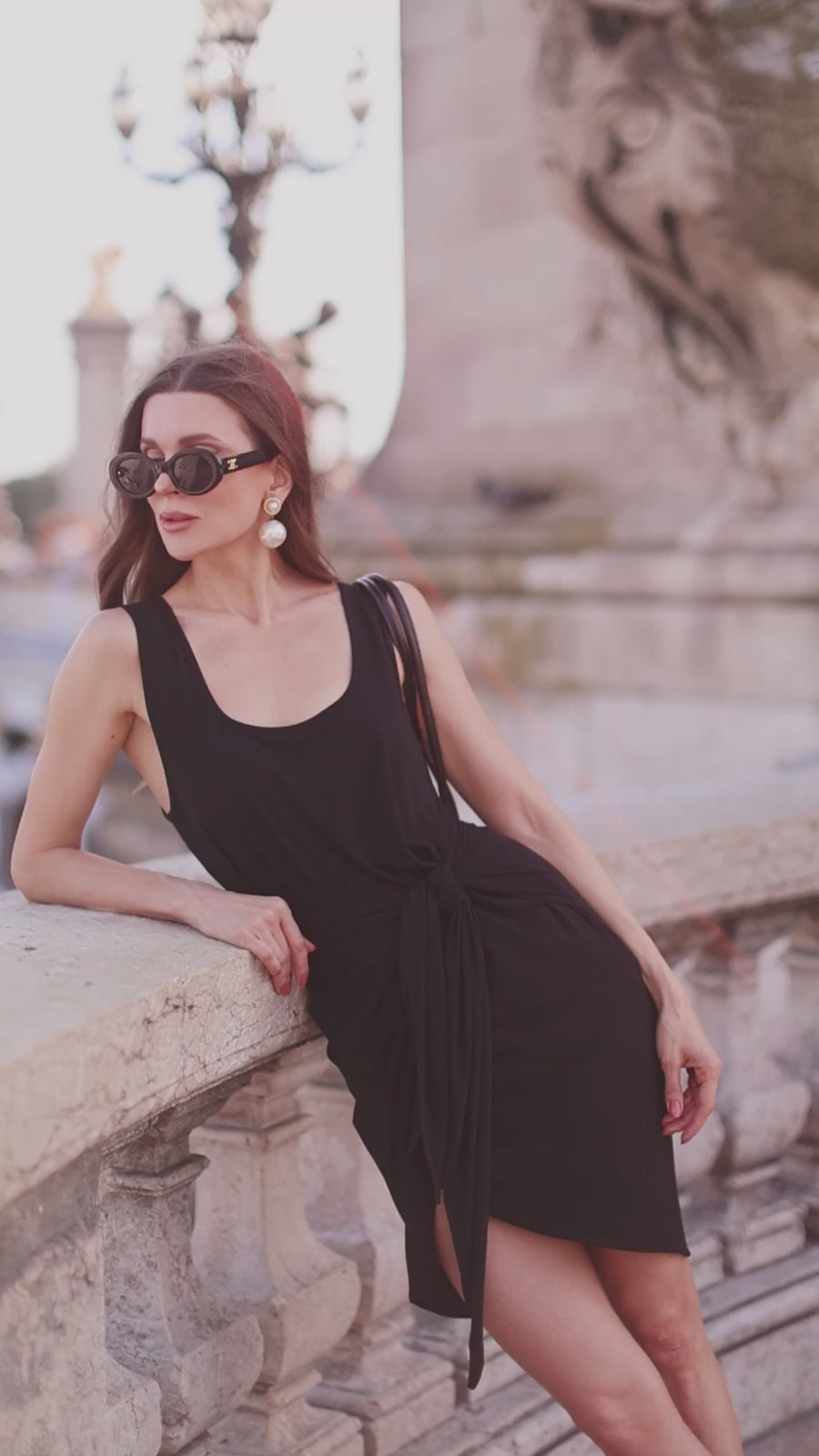 Black Sleeveless Wrap Dress