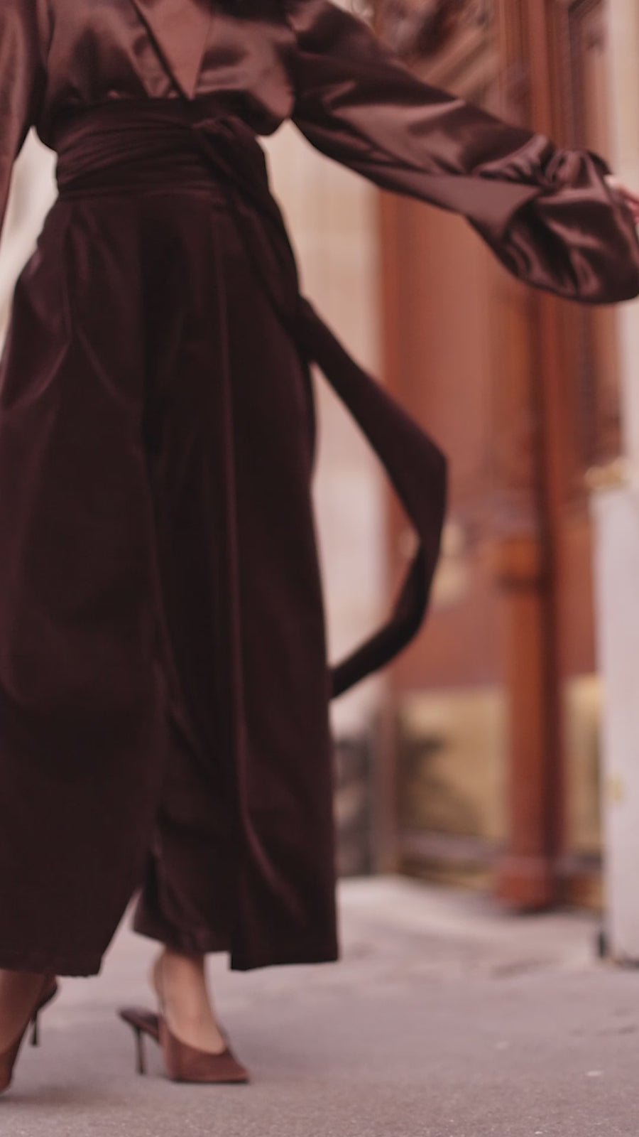 Brown Velvet Wrap Trousers