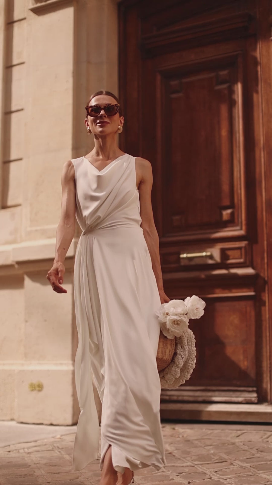 White Draped Dress