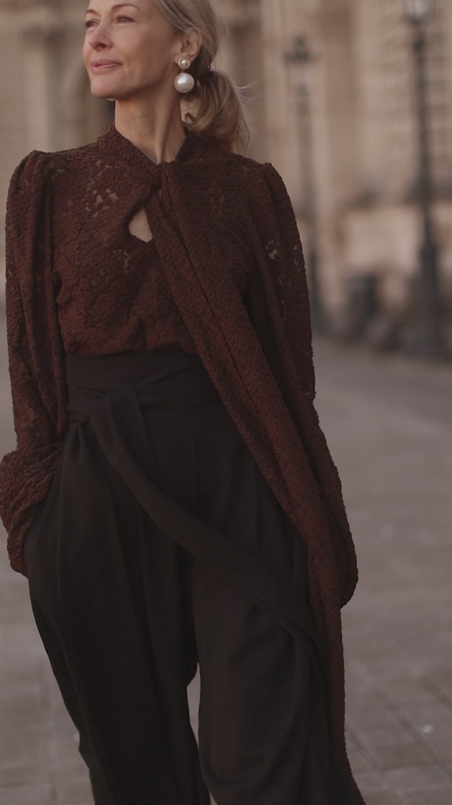 Brown Lace Baroque Blouse