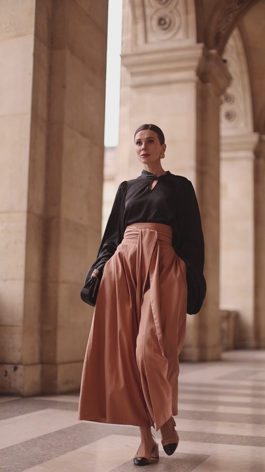 Camel Tailored Wrap Trousers