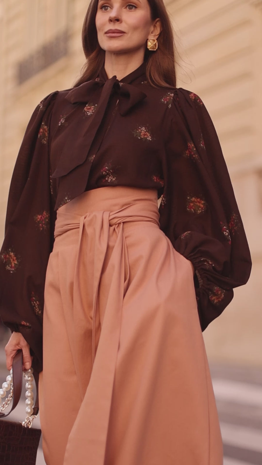 Brown Bouquet Rococo Blouse