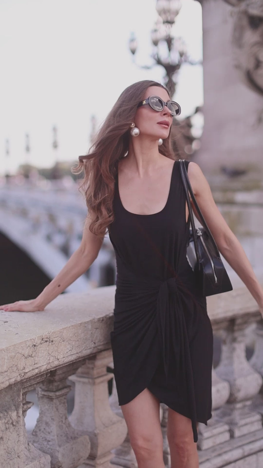 Black Sleeveless Wrap Dress