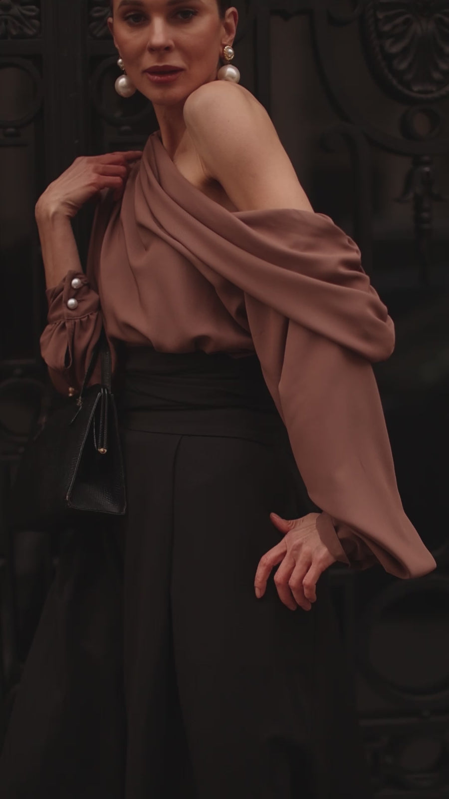 Brown Draped Blouse