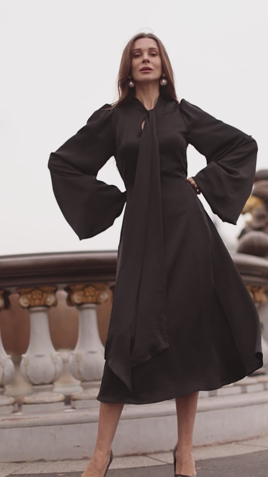 Black Satin Baroque Dress