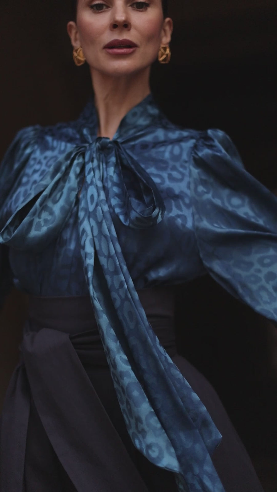 Blue Leopard Baroque Blouse