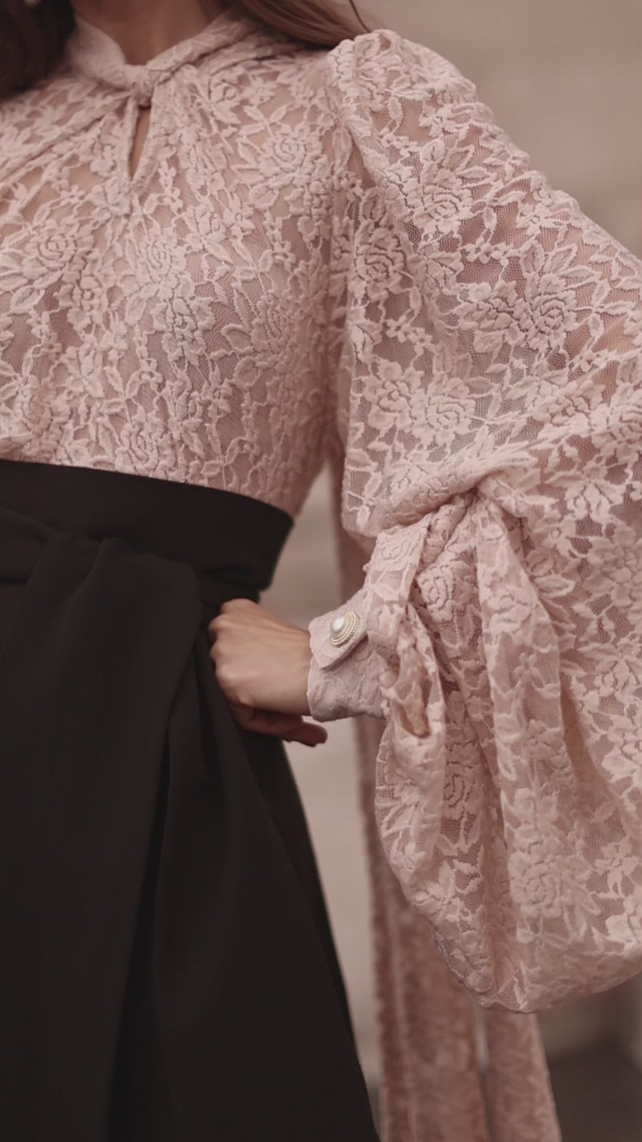 Nude Lace Baroque Blouse