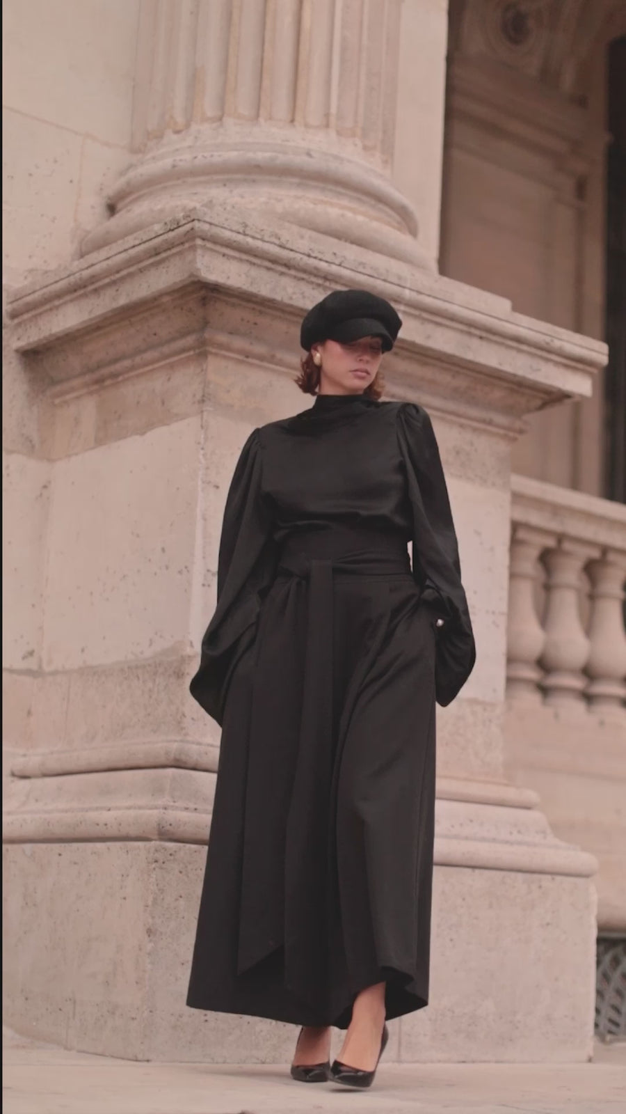 Black Tailored Wrap Trousers