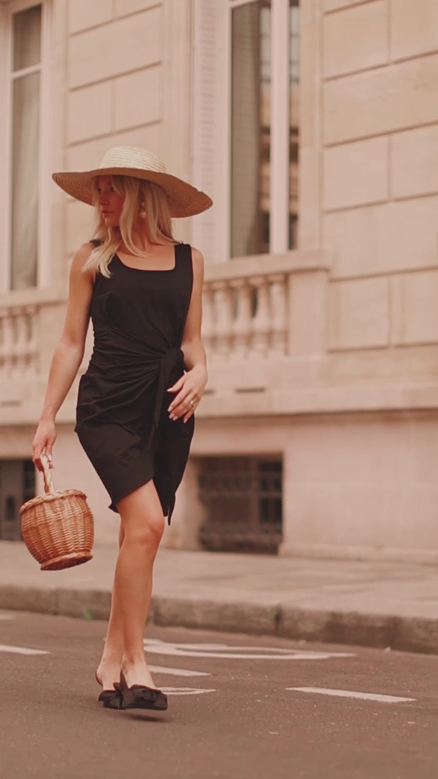Black Sleeveless Wrap Dress