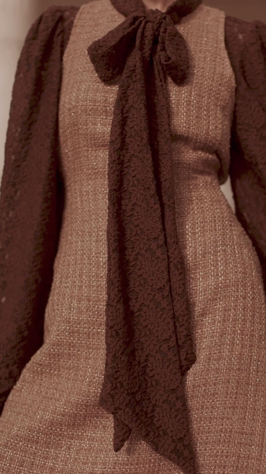 Camel Tweed Swing Dress