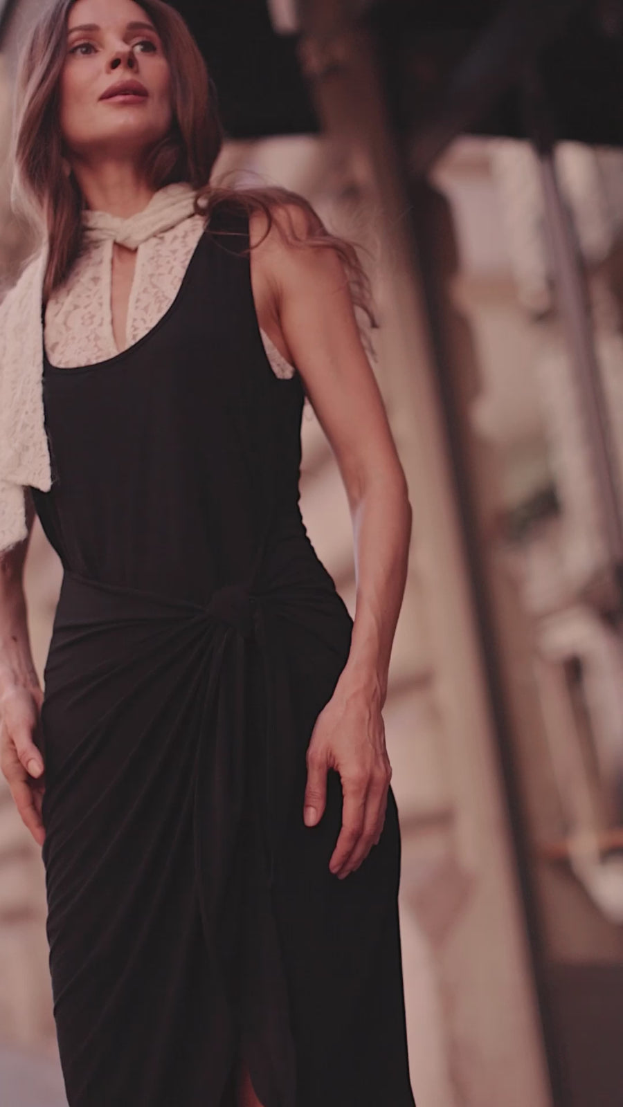 Black Sleeveless Wrap Dress