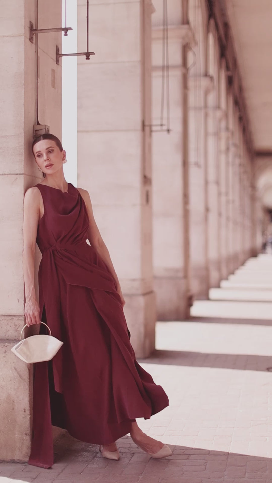 Burgundy Draped Dress