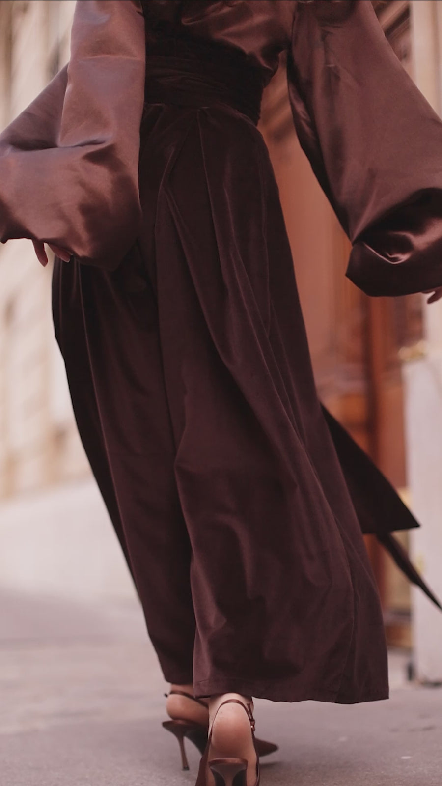 Brown Velvet Wrap Trousers