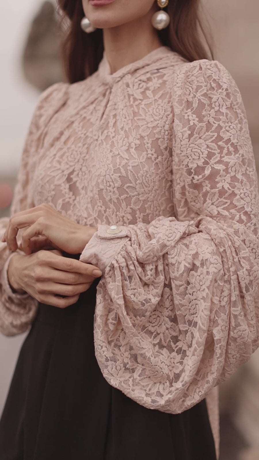 Nude Lace Baroque Blouse