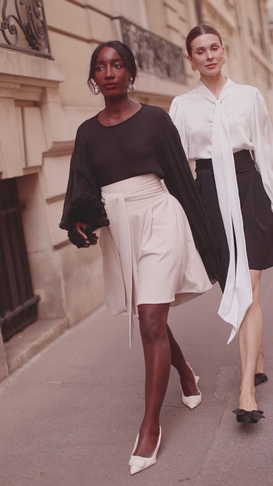 Cream Tailored Wrap Shorts