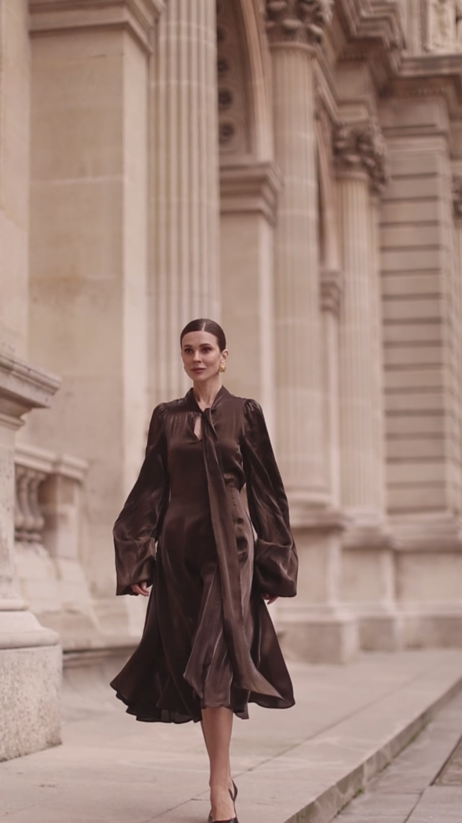 Bronze Satin Baroque Dress