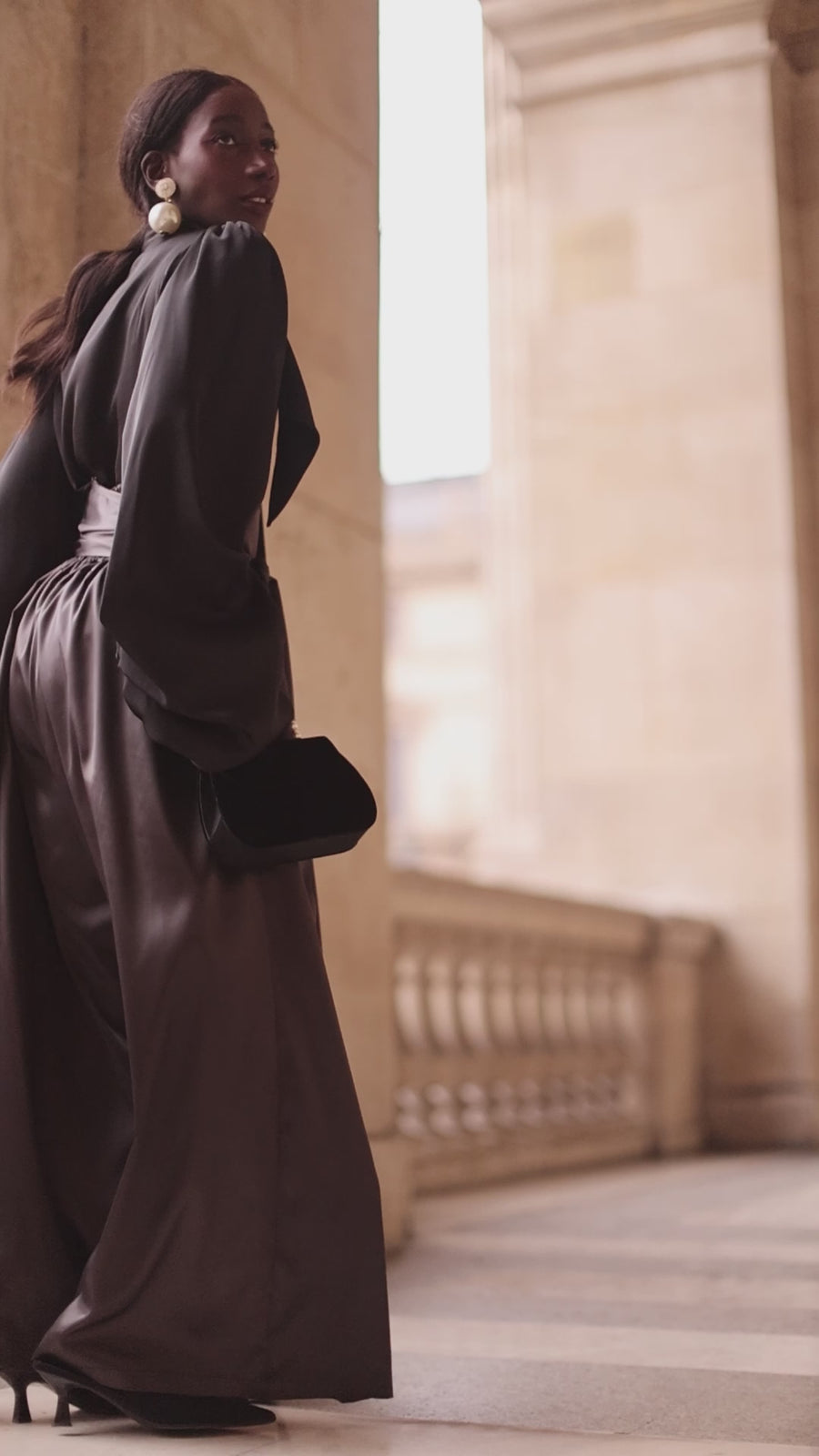 Grey Satin Wrap Trousers