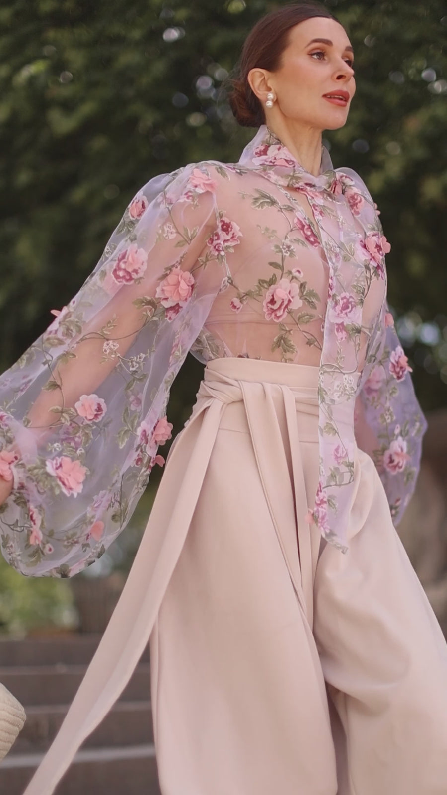 Pink Bouquet Rococo Blouse