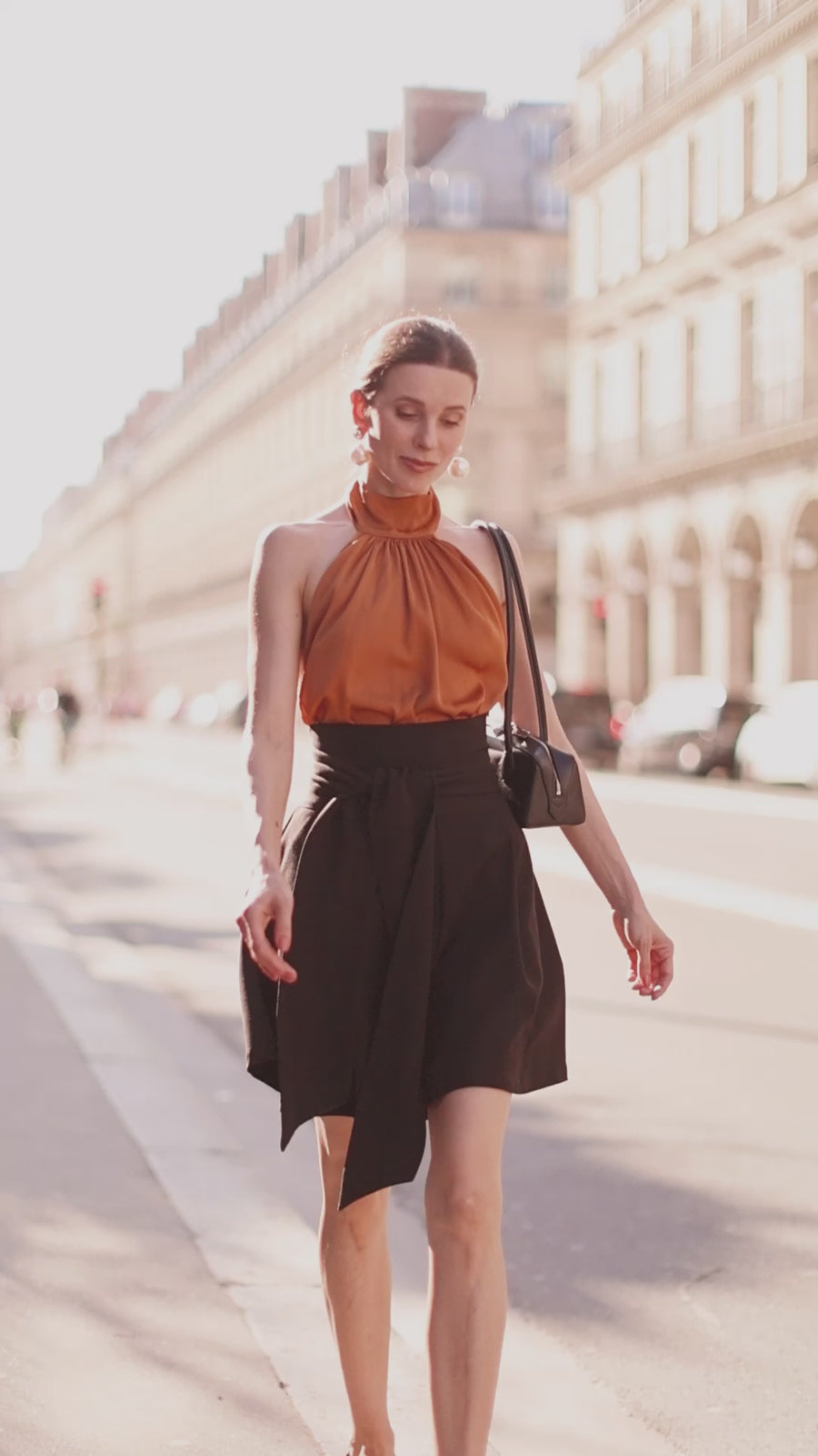 Camel Silky Halter Top