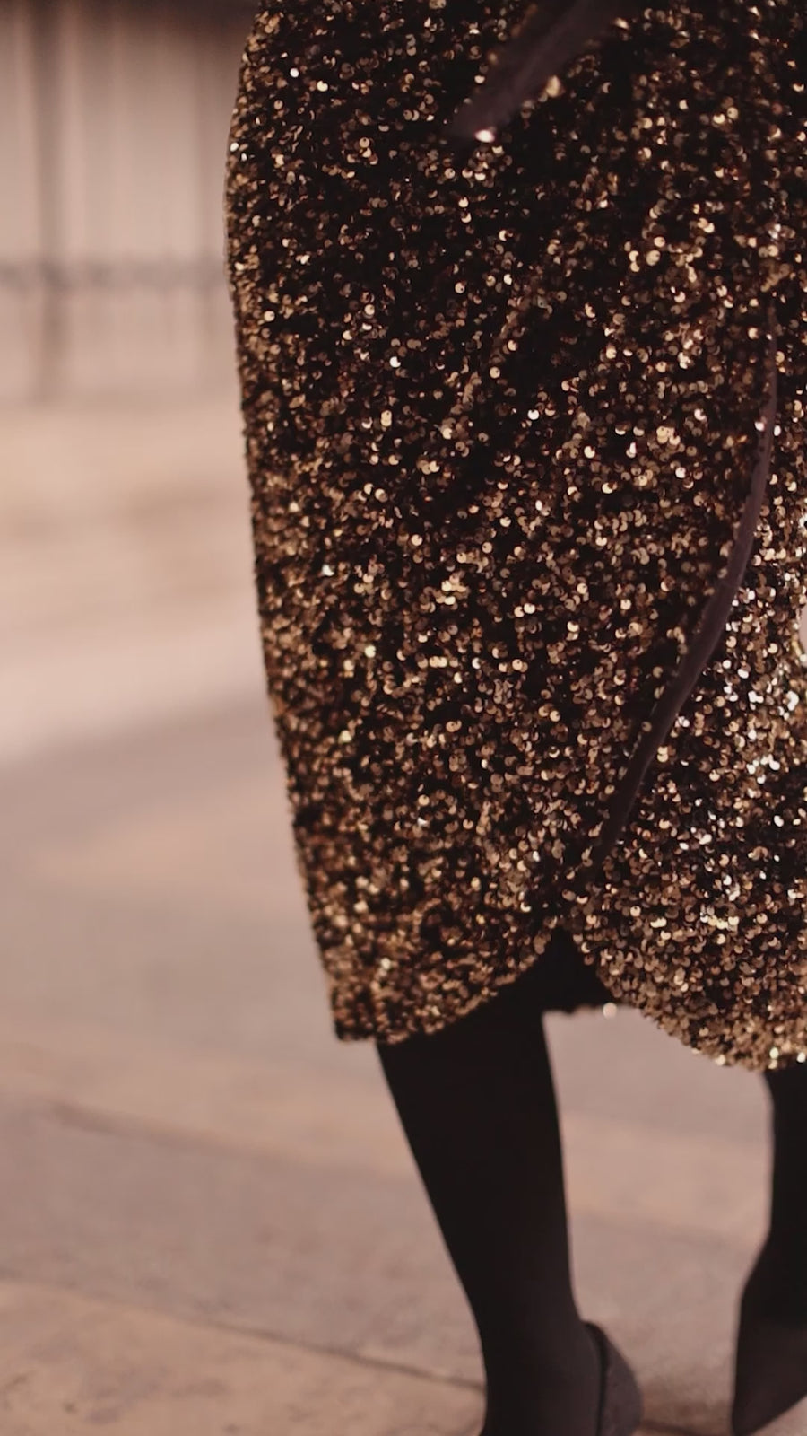 Gold Sequin Wrap Skirt