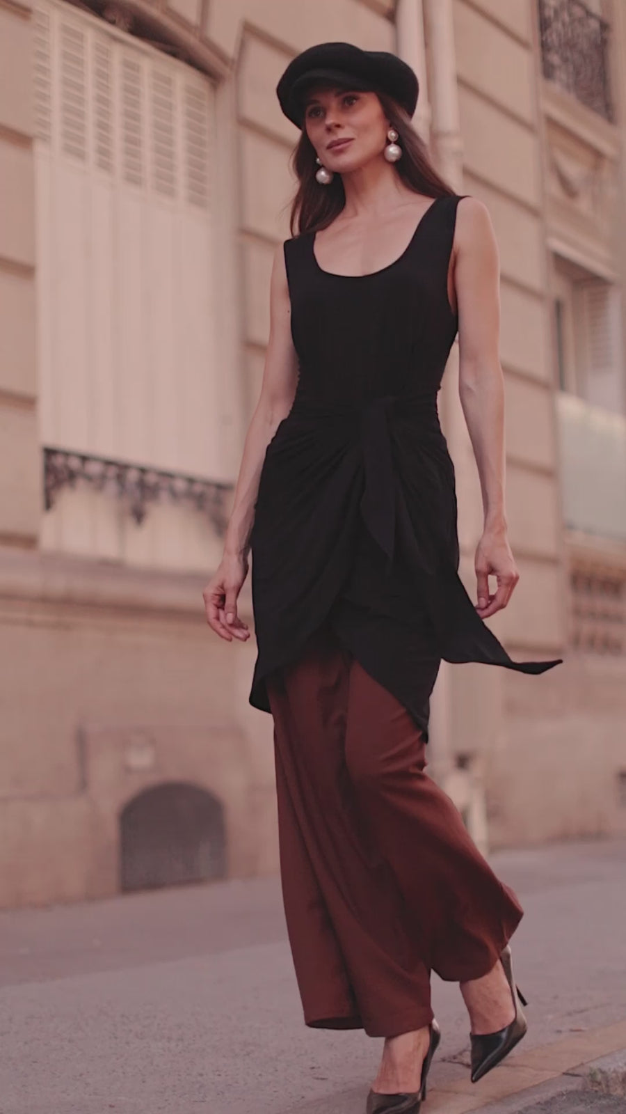 Black Sleeveless Wrap Dress
