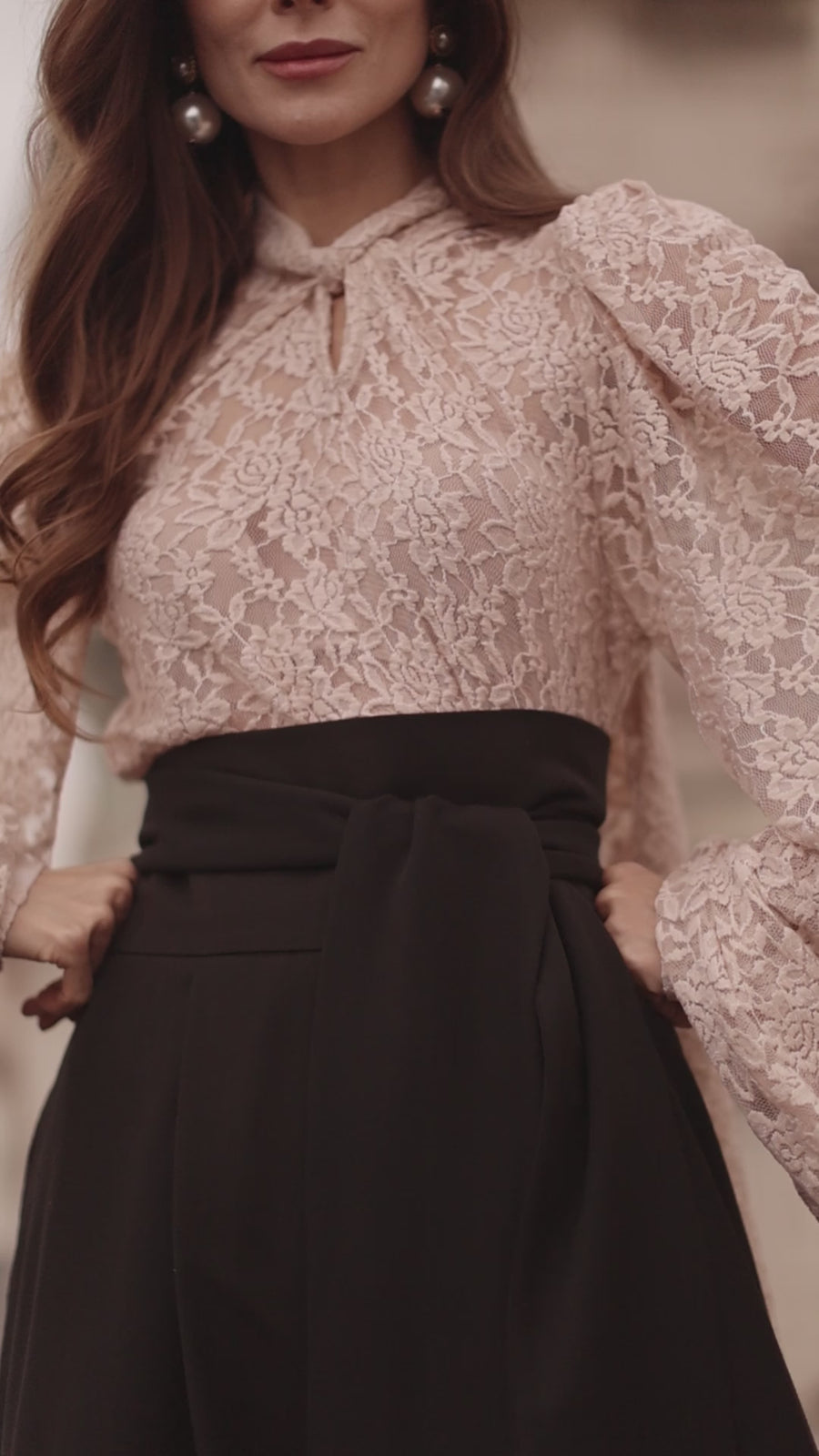 Nude Lace Baroque Blouse